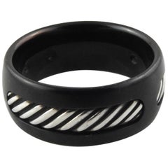 David Yurman - Bracelet câble en titane noir et argent sterling