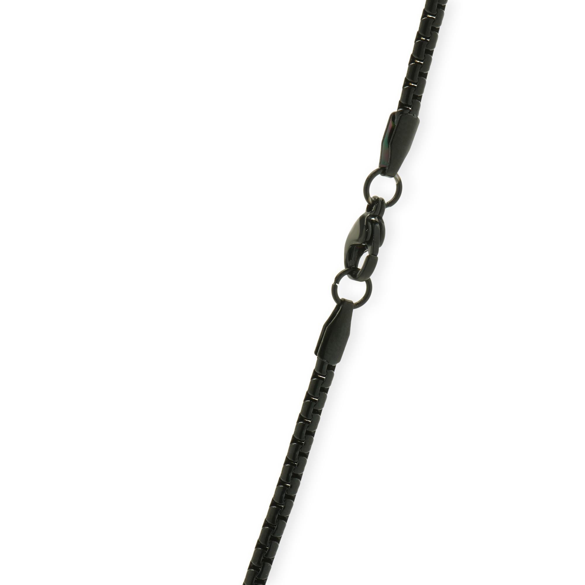 David Yurman Titanium Sapphire Dog Tag Pendant on Black Stainless Steel Chain In Excellent Condition In Scottsdale, AZ