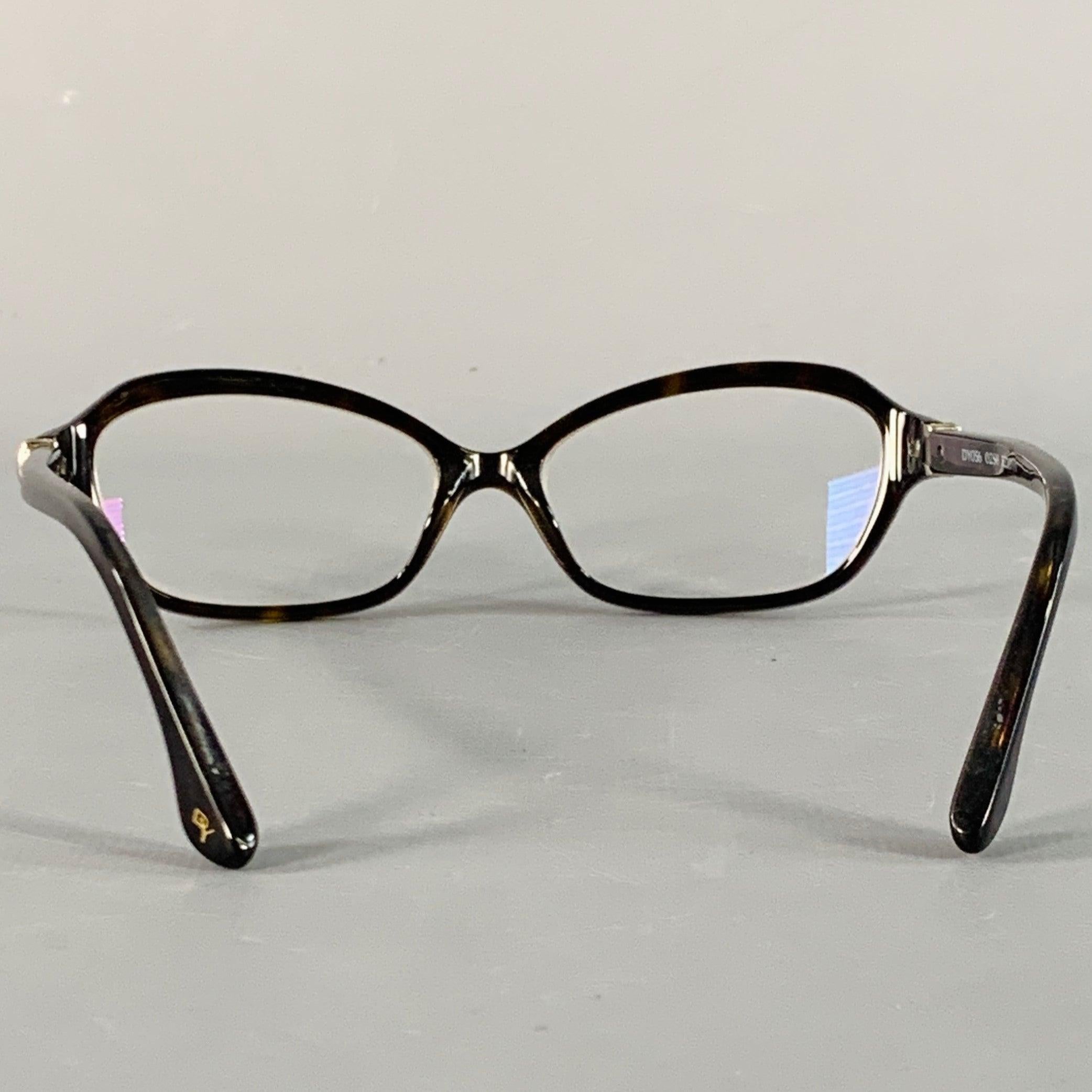 Nero David Yurman Occhiali da vista in acetato con montatura nera tartarugata e impreziosita da metallo in vendita