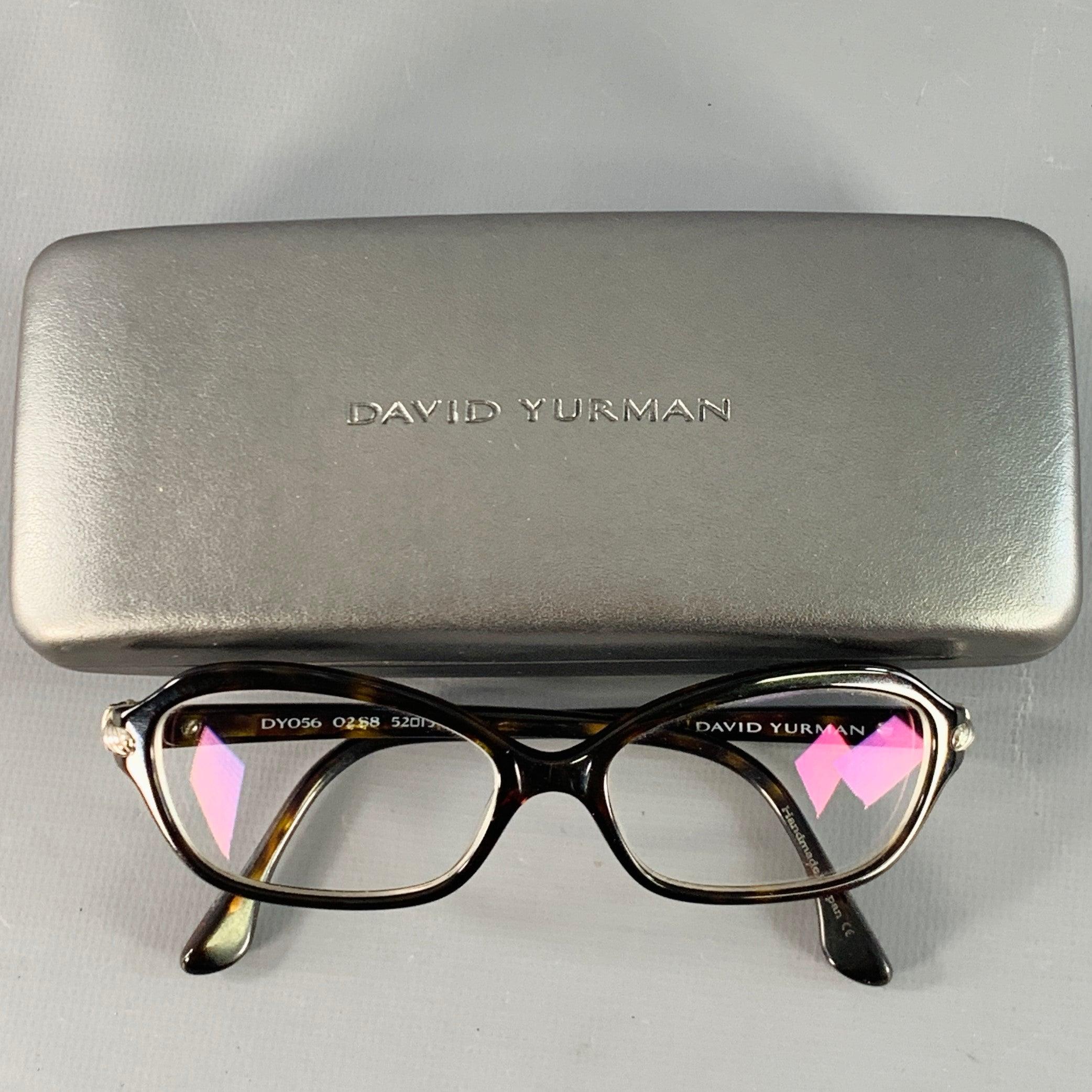 David Yurman Occhiali da vista in acetato con montatura nera tartarugata e impreziosita da metallo in vendita 2