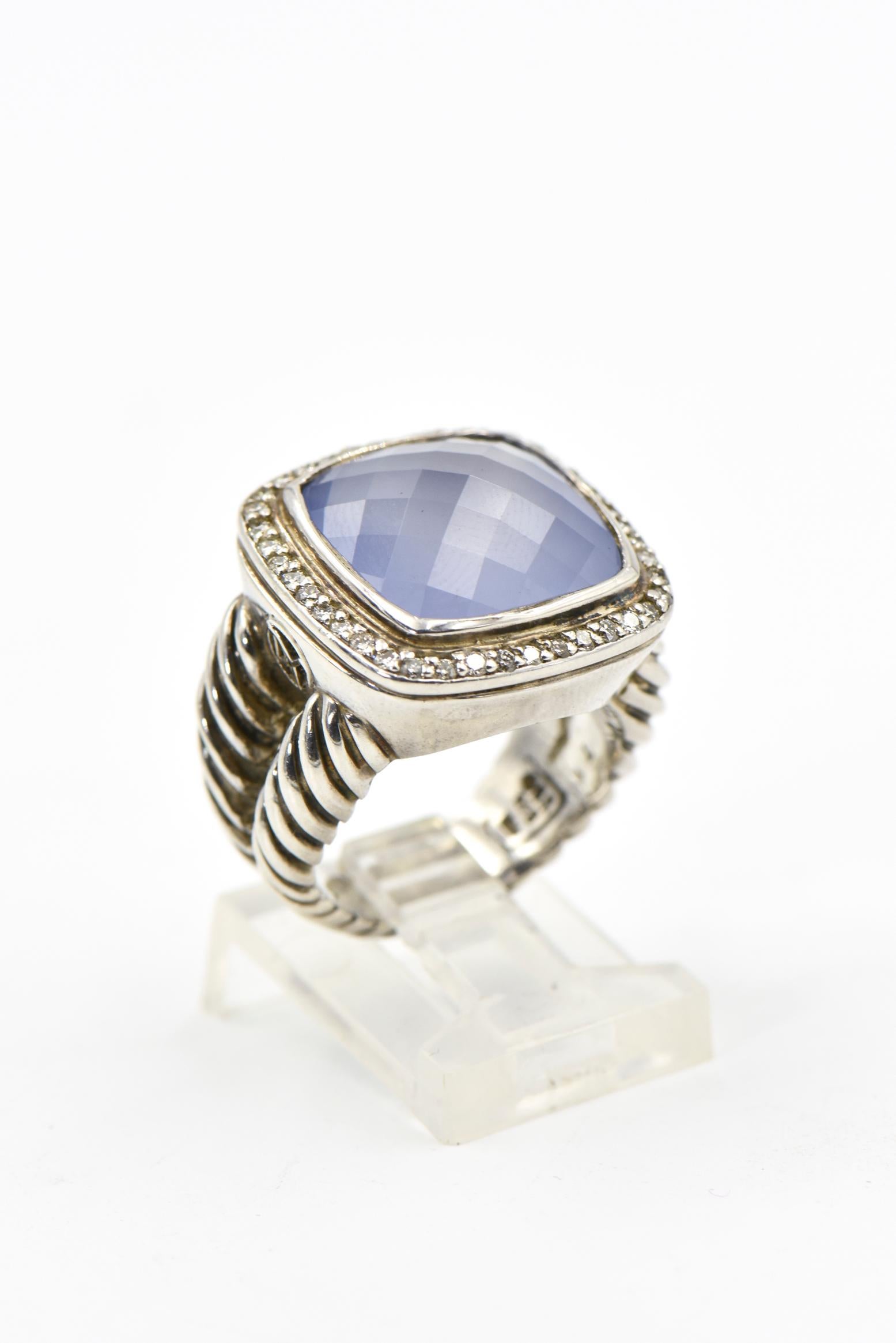 Women's David Yurman Blue Chalcedony Diamond Sterling Albion Ring
