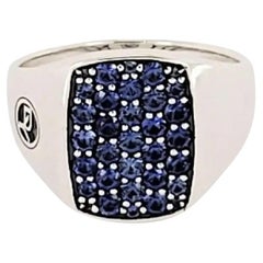 David Yurman Blue Sapphire Signet Men's Ring Size 8