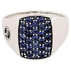 David Yurman Blue Sapphire Diamond signed Bague pour homme Taille 8.75