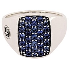 Used David Yurman Blue Sapphire Diamond signet Men's ring Size 9