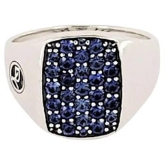 Vintage David Yurman Blue Sapphire Diamond signet Men's ring Size 9
