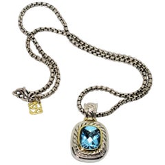 Vintage David Yurman Blue Topaz Albion Pendant Necklace