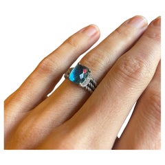 David Yurman Blauer Topas und Diamant Petite Wheaton Ring 