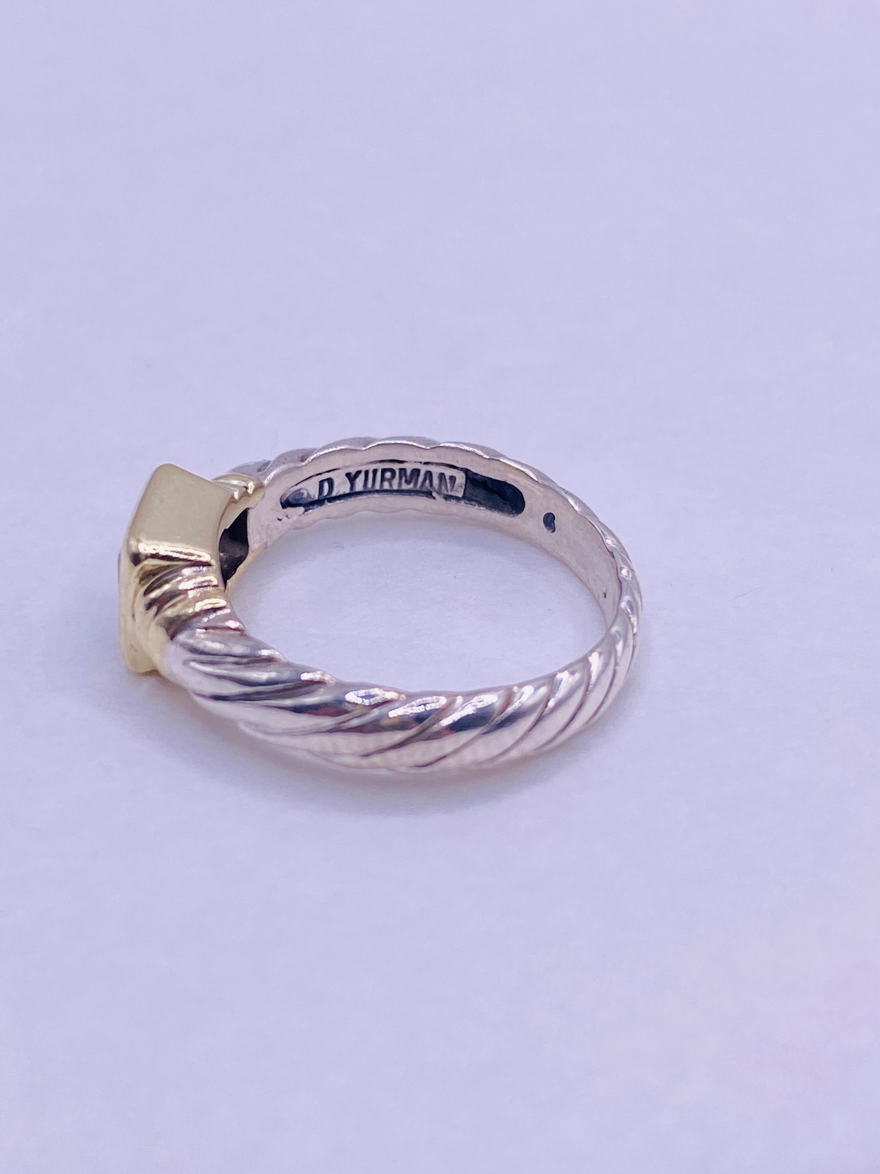 David Yurman Blue Topaz Cable Collection Ring In Good Condition In DALLAS, TX