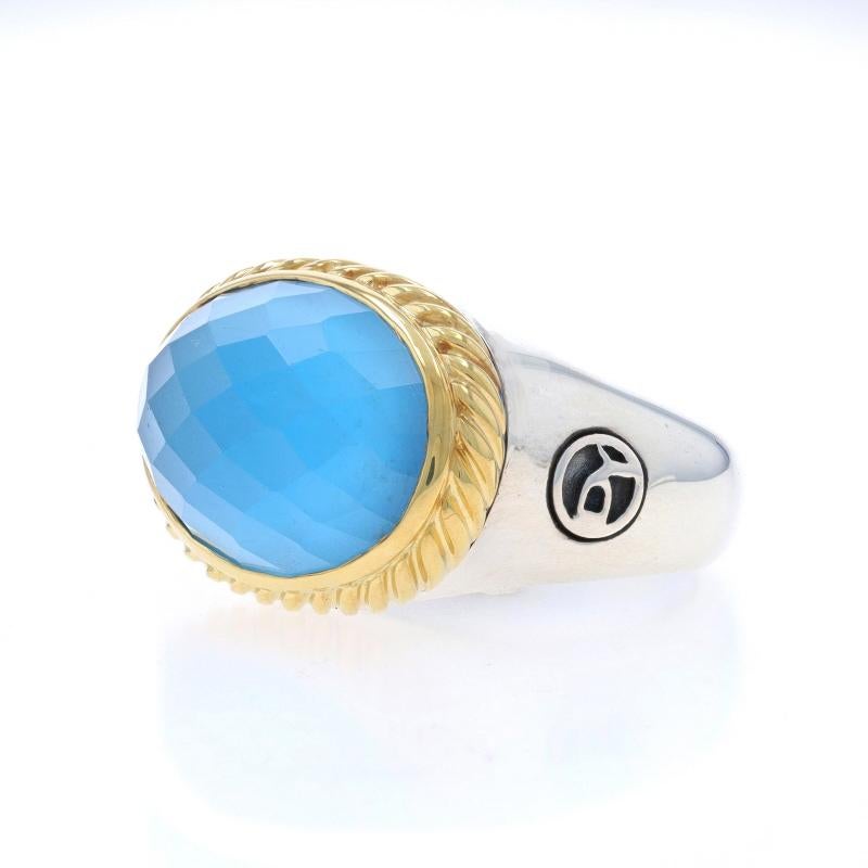 David Yurman Blauer Topas Cocktail Solitär-Ring - Sterling 925 & Gelbgold 18k im Zustand „Hervorragend“ in Greensboro, NC