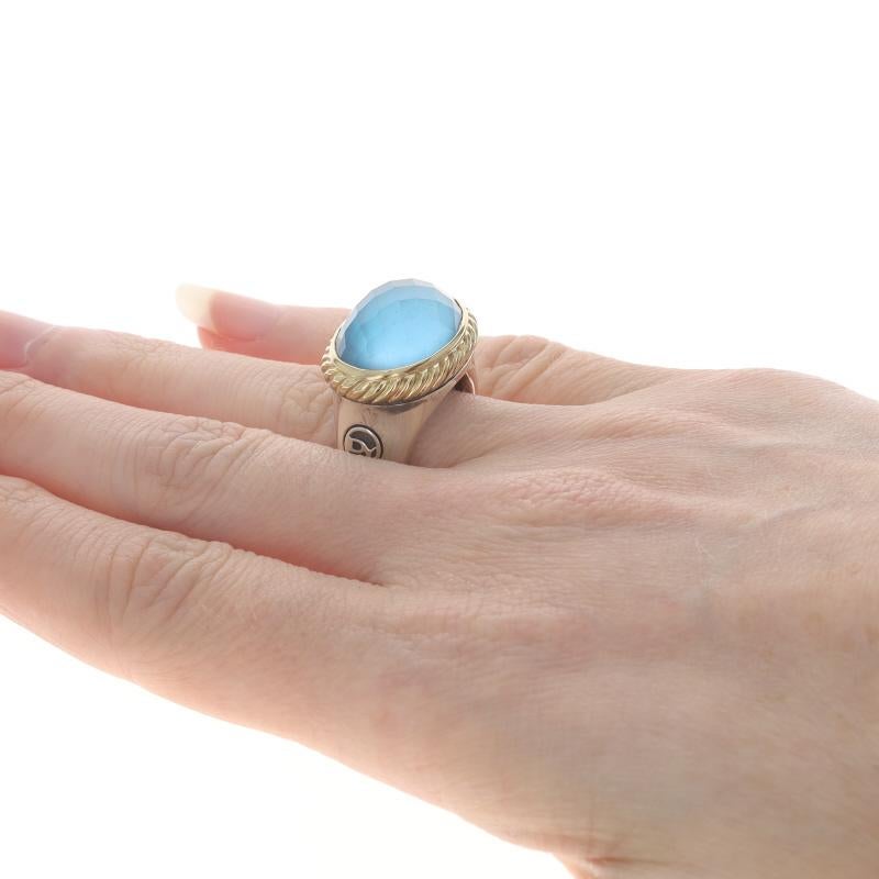 David Yurman Blauer Topas Cocktail Solitär-Ring - Sterling 925 & Gelbgold 18k Damen