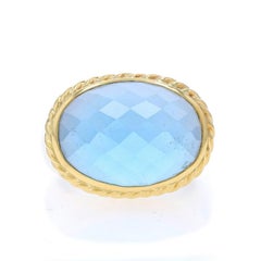 David Yurman Blauer Topas Cocktail Solitär-Ring - Sterling 925 & Gelbgold 18k