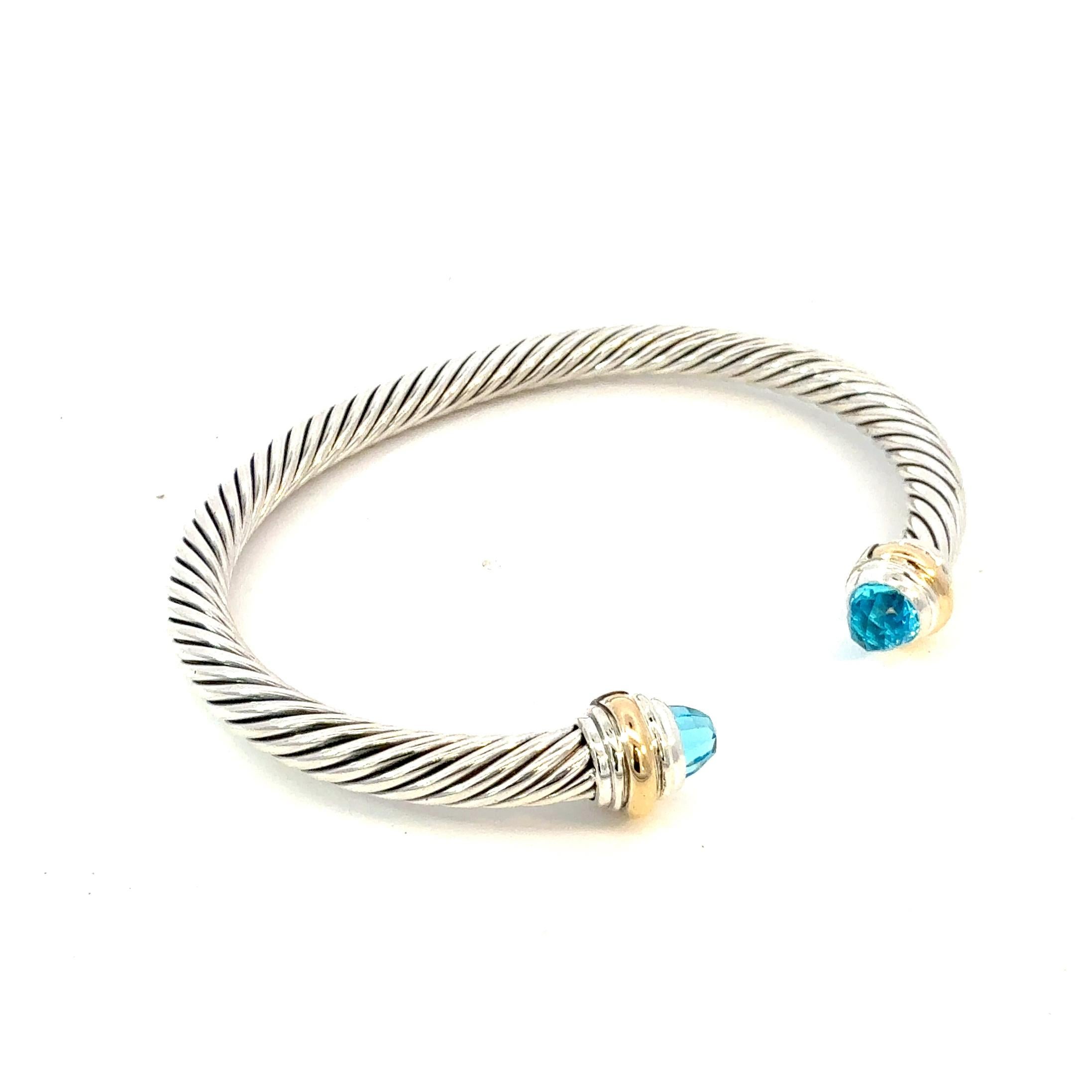 Donna David Yurman Bracciale in Topazio Blu Oro 14k e Argento 5 mm Estate in vendita
