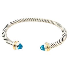 David Yurman Bracciale in Topazio Blu Oro 14k e Argento 5 mm Estate