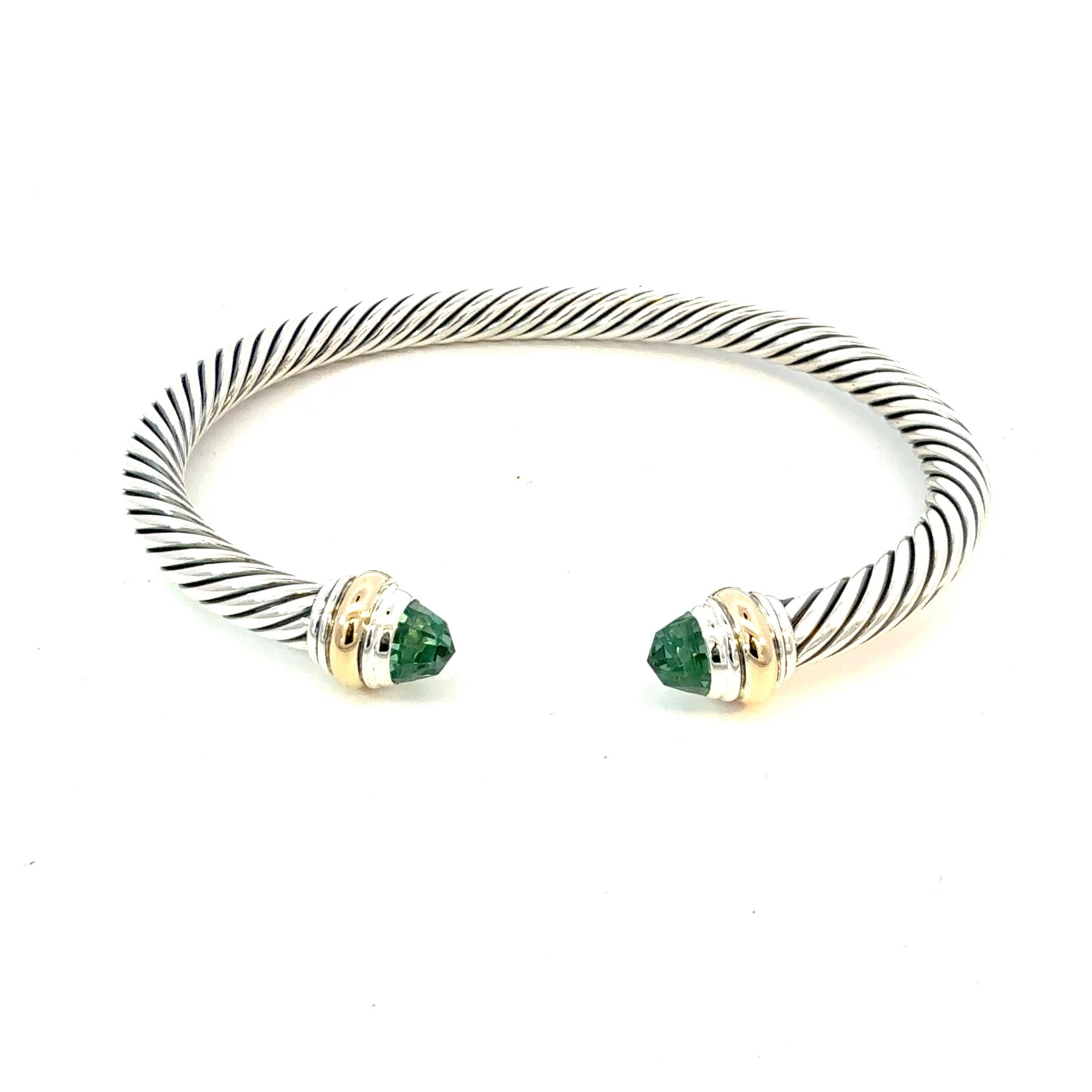 David Yurman Bracciale in Topazio Blu Oro 14k e Argento 5 mm Estate