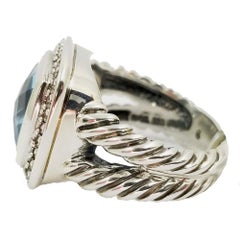 David Yurman Blue Topaz and Diamond Albion Ring