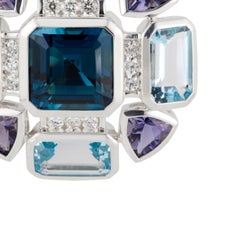 David Yurman Blue Topaz Diamond Sterling Silver Novella Pendant