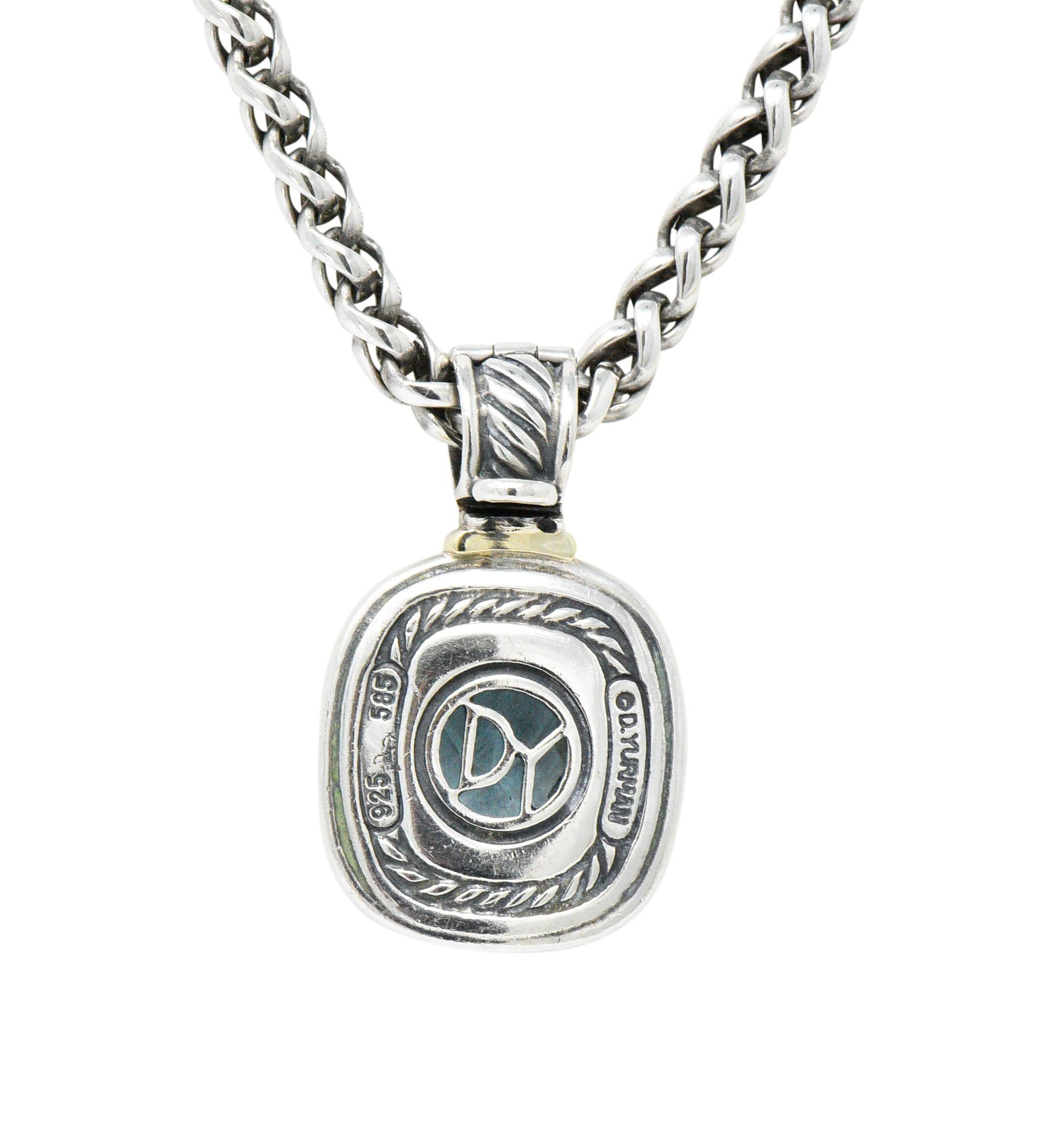 Contemporary David Yurman Blue Topaz Large Albion Pendant Necklace with Chain