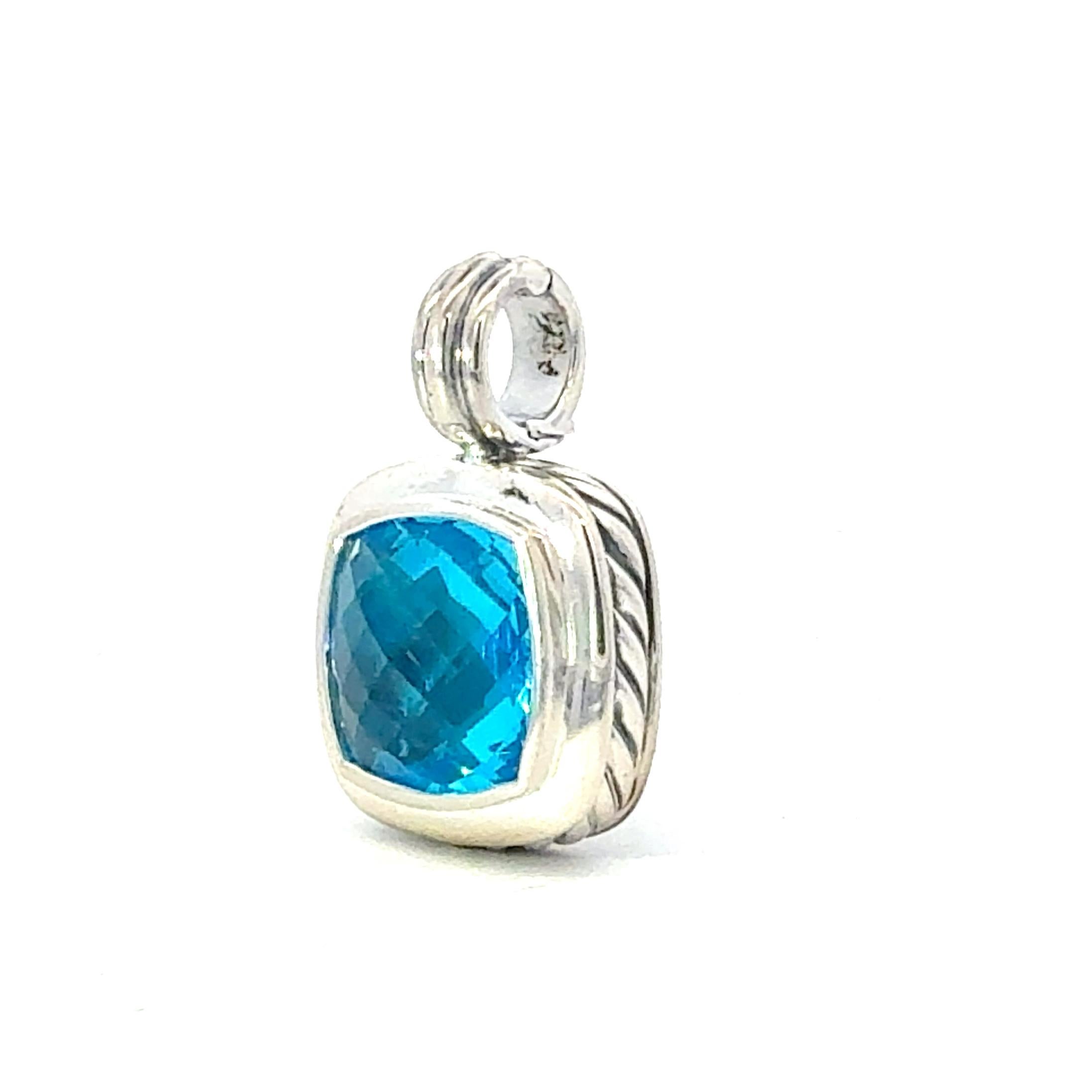 Authentic David Yurman Blue Topaz Pendant 14 mm Sterling Silver Estate DY677

Retail: $899.00

TRUSTED SELLER SINCE 2002

PLEASE SEE OUR HUNDREDS OF POSITIVE FEEDBACKS FROM OUR CLIENTS!!

FREE SHIPPING

This elegant Authentic David Yurman pendant is