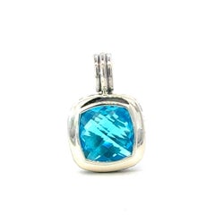 David Yurman Blue Topaz Pendant 14 mm Sterling Silver Estate