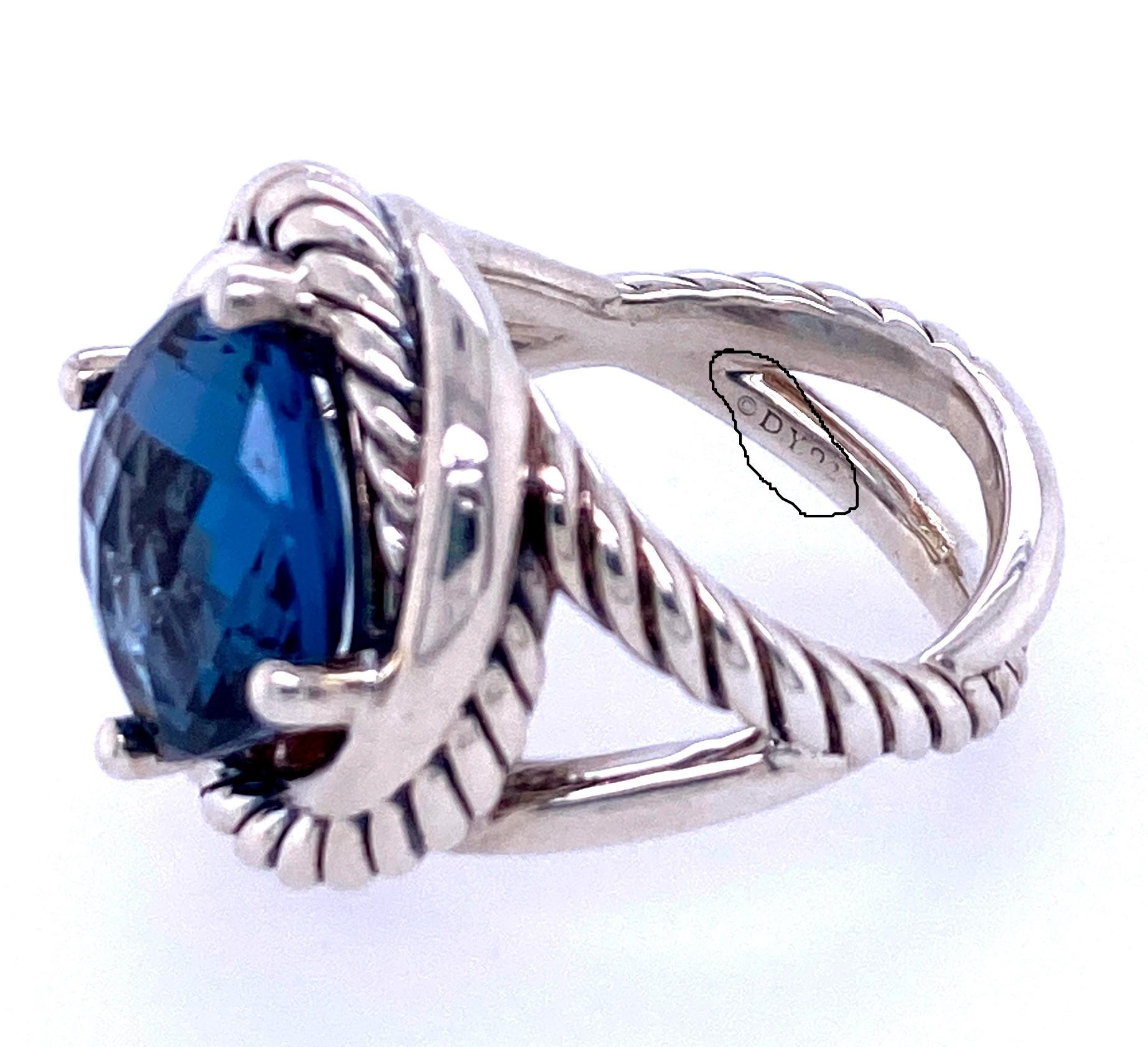 Cushion Cut David Yurman Blue Topaz Ring