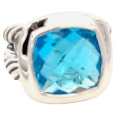 David Yurman Blue Topaz Ring Size 7 Sterling Silver Estate