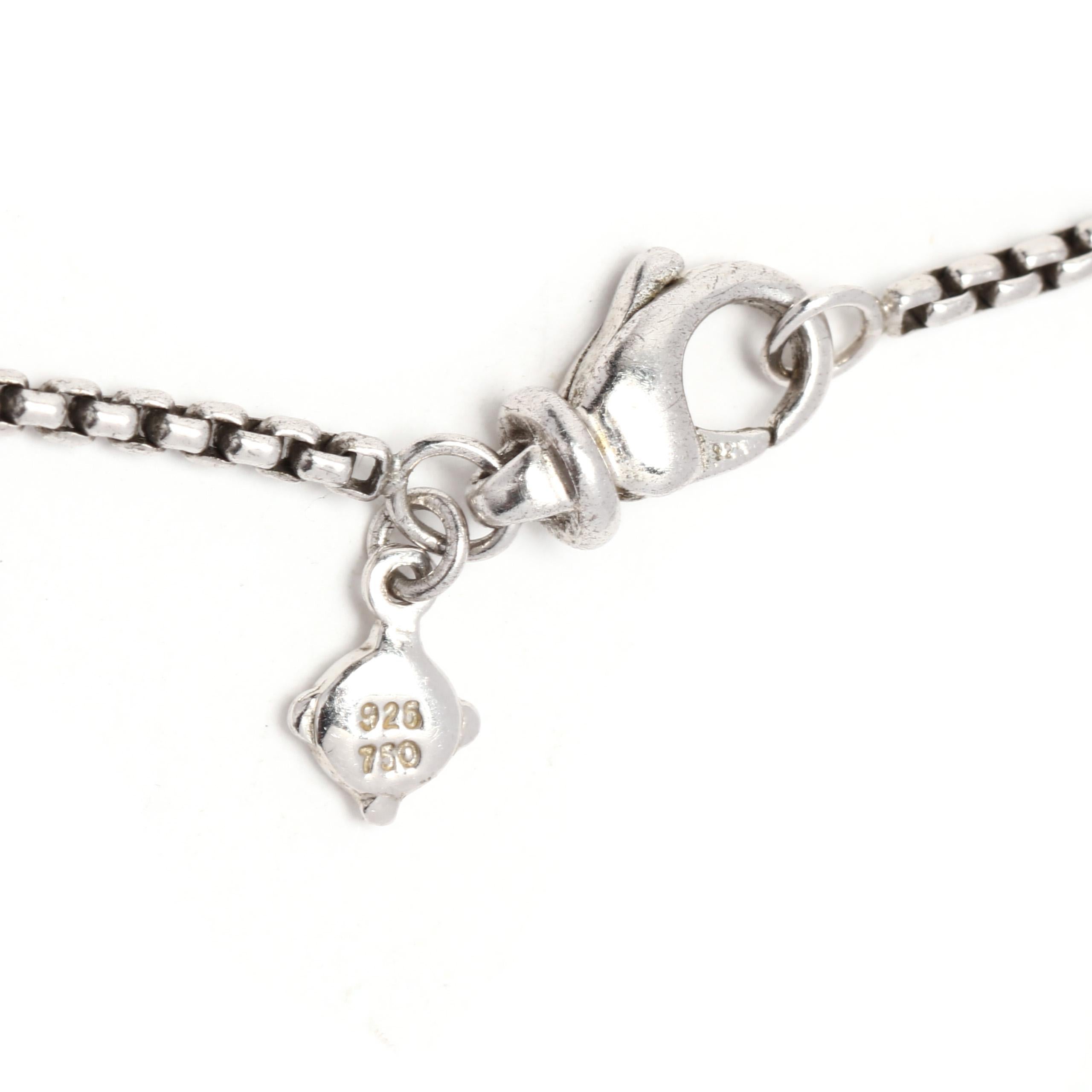Women's or Men's David Yurman Blue Topaz Station Necklace, Sterling Silver 18K Yellow Gold
