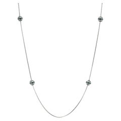 David Yurman Blue Topaz Station Necklace, Sterling Silver 18K Yellow Gold