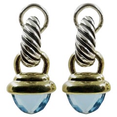 David Yurman Blue Topaz Two-Tone Convertible Earrings