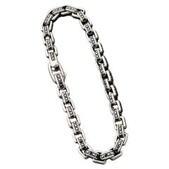 David Yurman Bracciale a catena in argento nero con diamanti 8,92ct 9,25" 8250