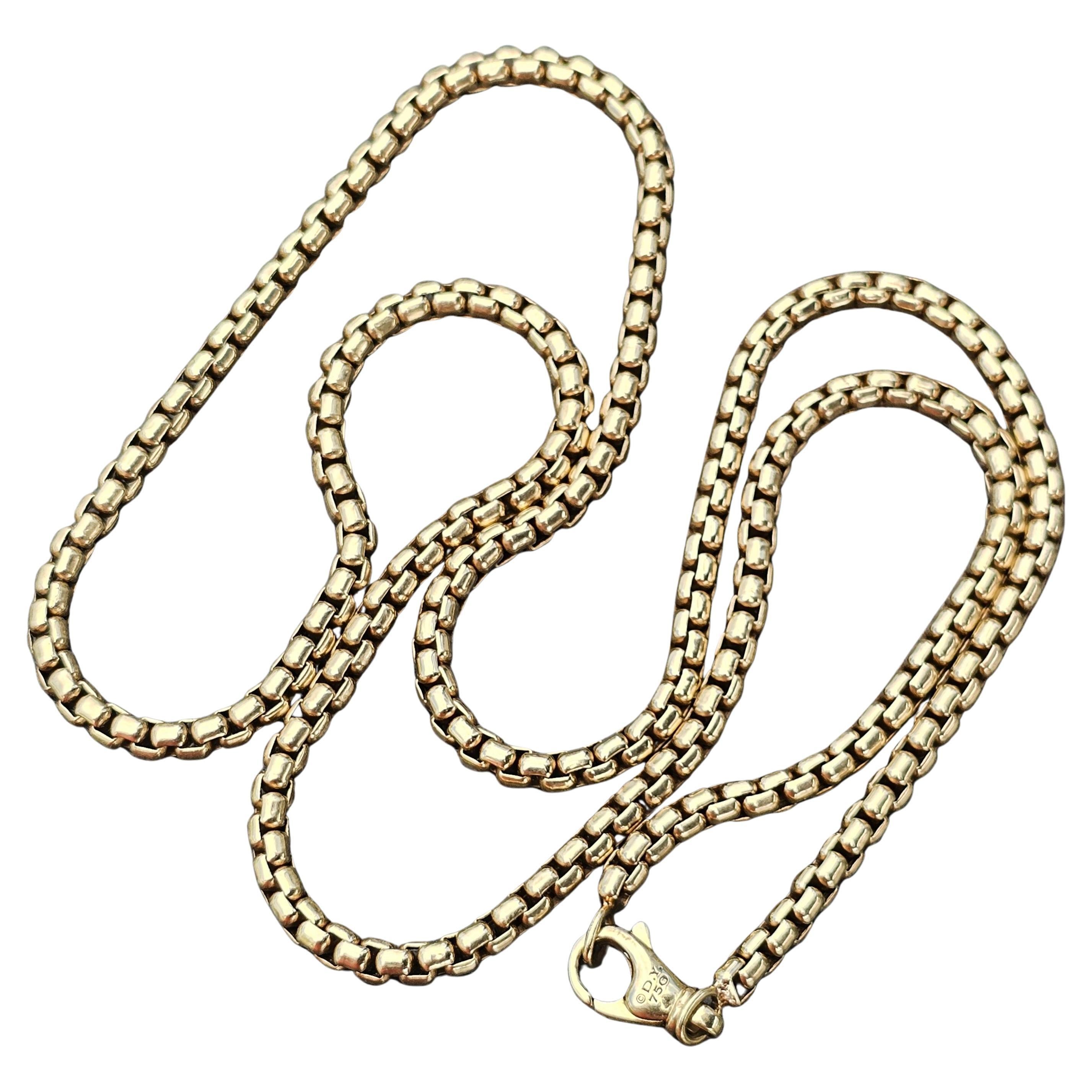 David Yurman Box Chain Necklace 18k Yellow Gold 24" 3.4mm 7700