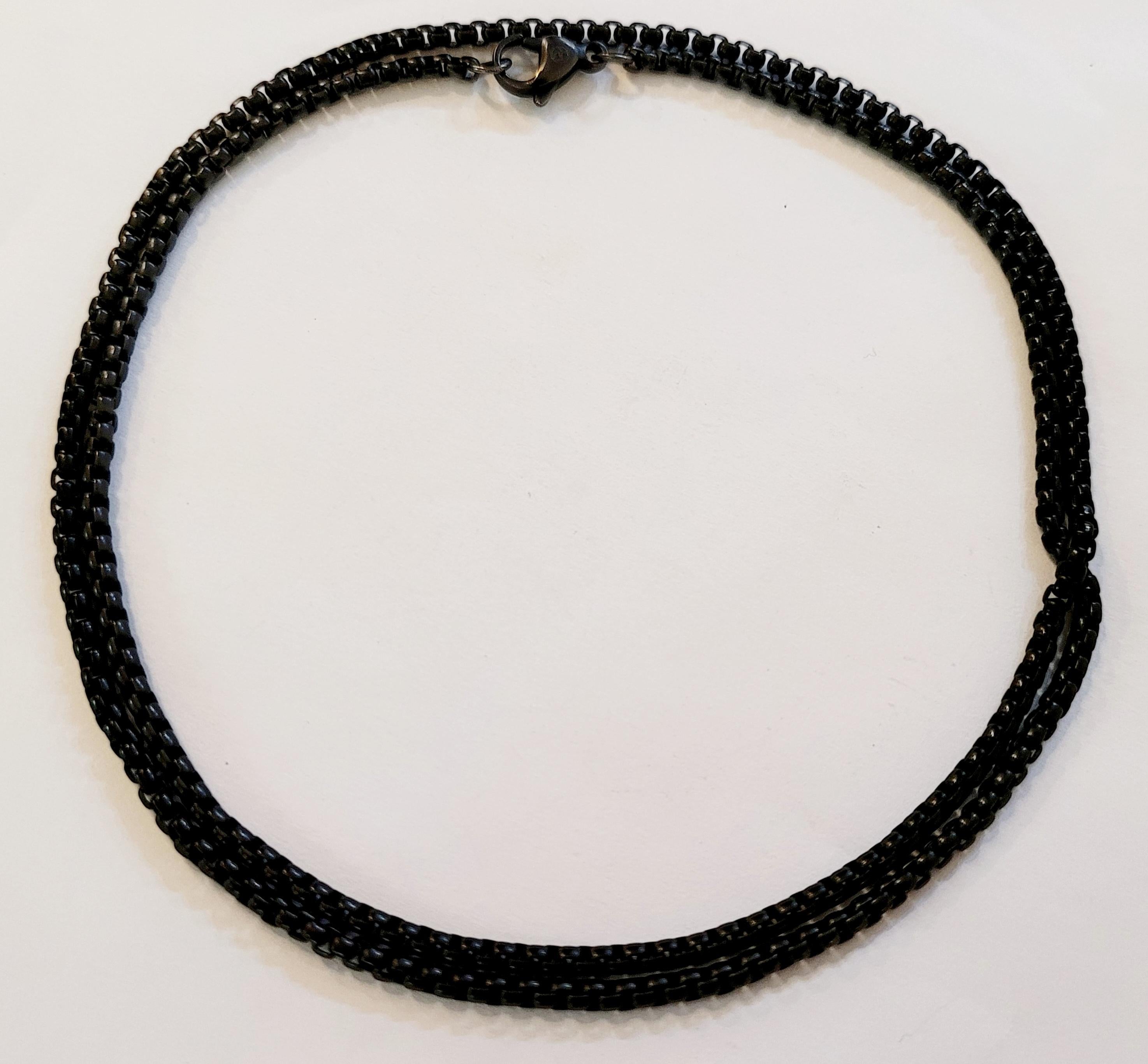 David Yurman Box Chain Necklace Stainless Steel with Black PVD Coating, 2.7mm In New Condition In New York, NY