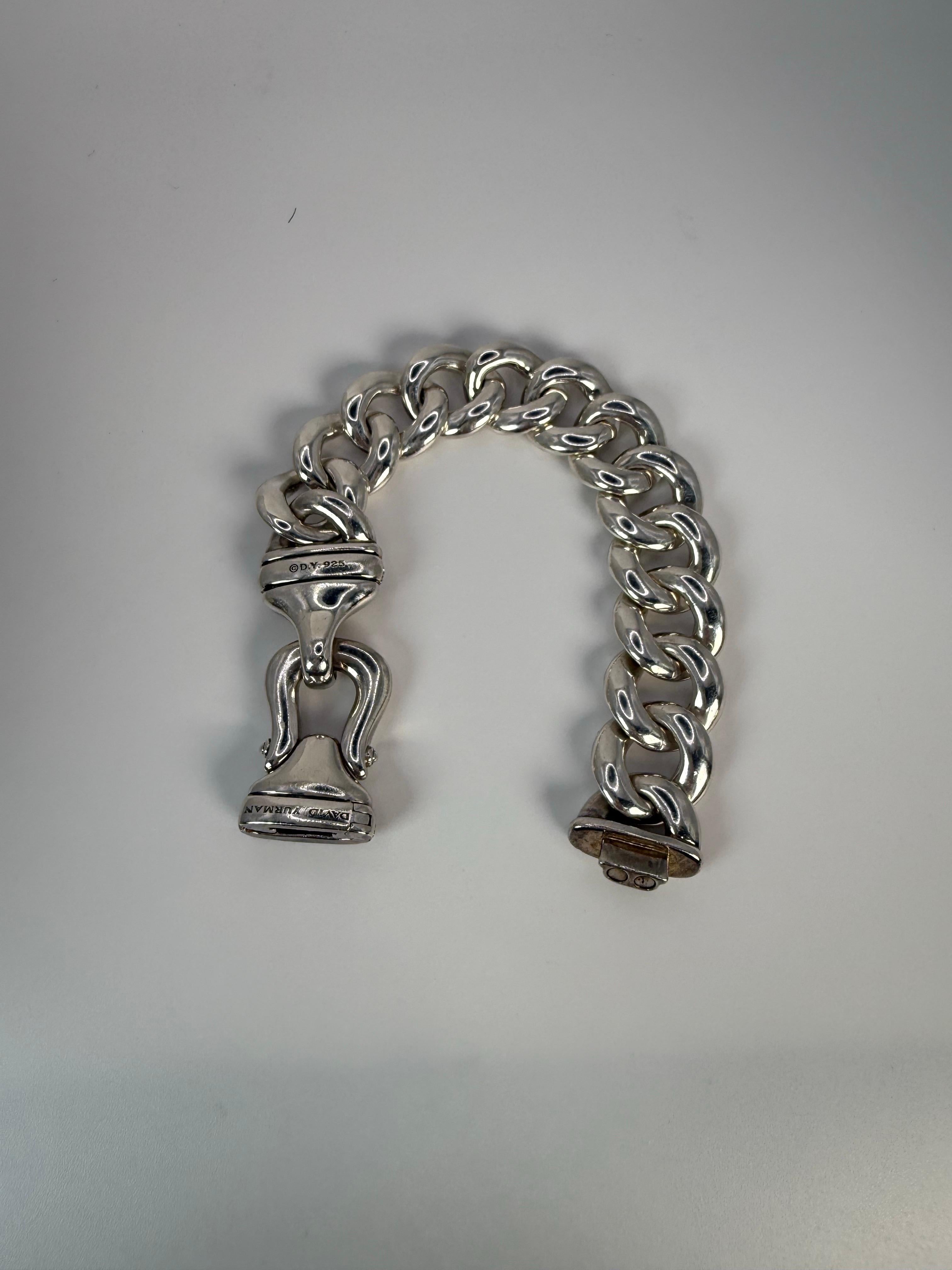 Brilliant Cut David Yurman bracelet with diamonds 925 silver HUGE and rare