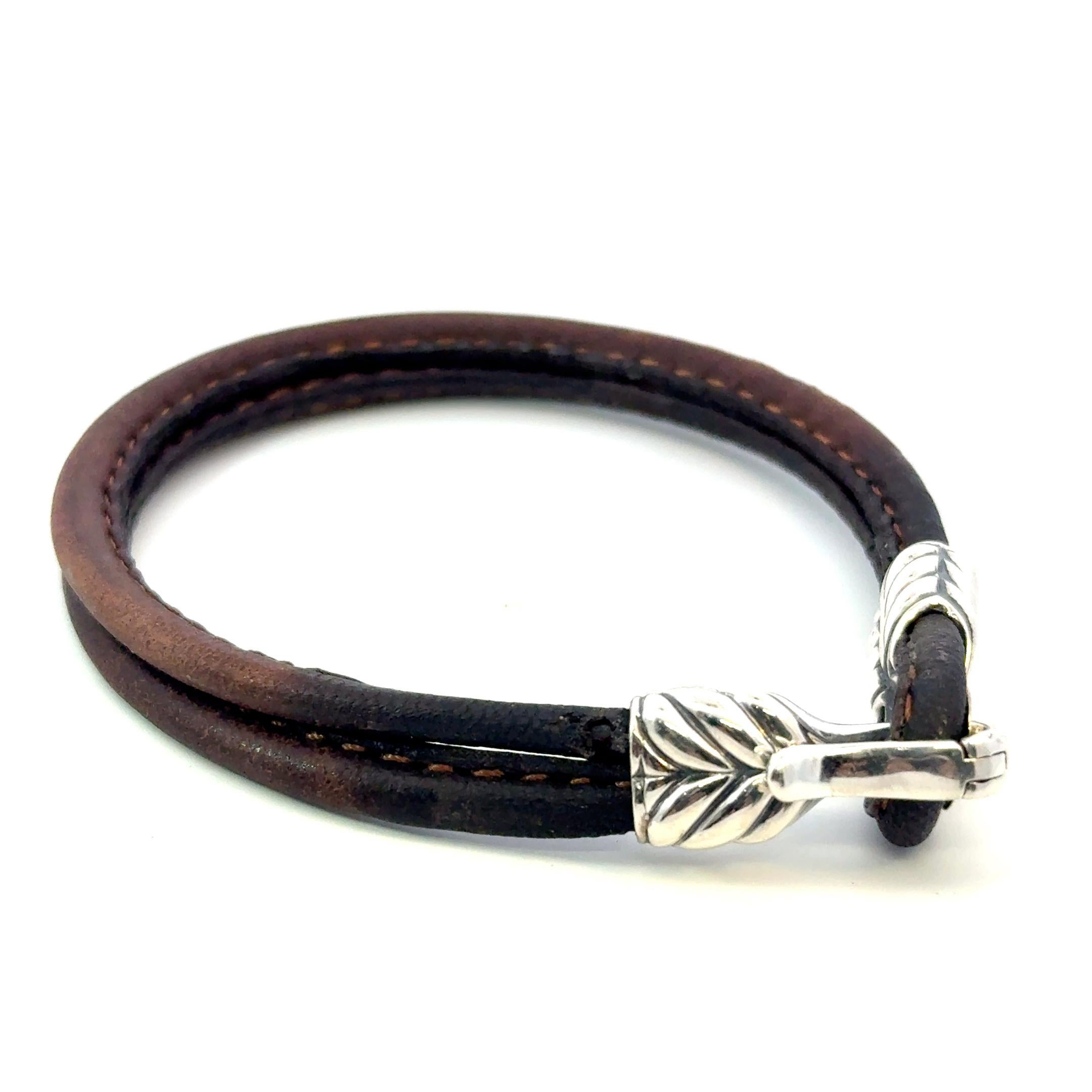Authentic David Yurman Brown Leather Bracelet 9