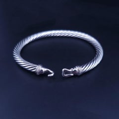 David Yurman Buckle Classic Cable Bracelet Sterling Silver with Diamonds, 5mm