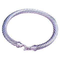 David Yurman Buckle Classic Cable Bracelet Sterling Silver with Diamonds, 5mm