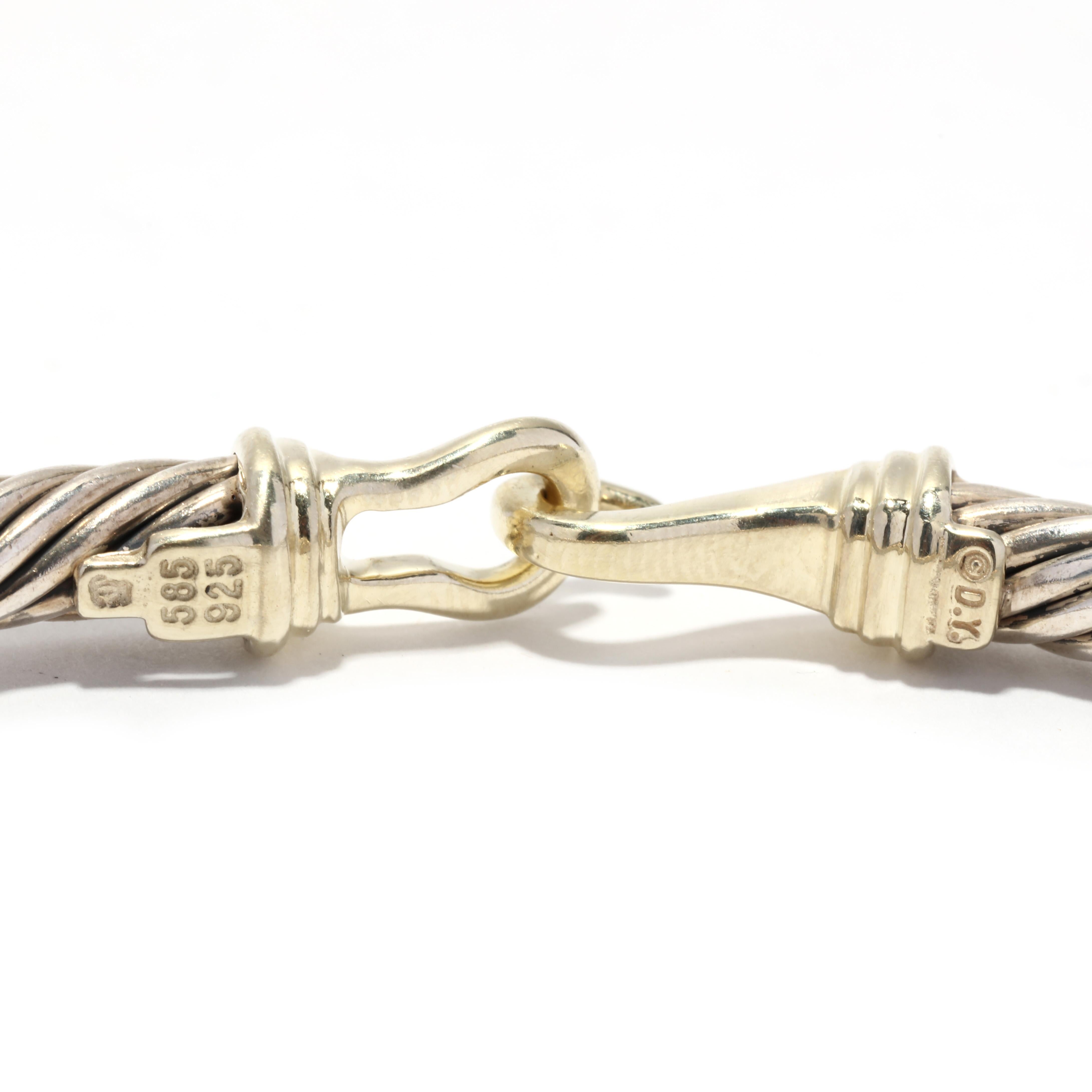 Women's or Men's David Yurman Buckle Cuff Bracelet, 14K Yellow Gold, Sterling Silver