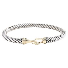 Pulsera brazalete David Yurman, plata de ley, oro amarillo de 14 quilates