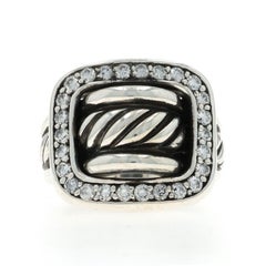 David Yurman Buckle Diamond Ring - Sterling Silver 925 Round .65ctw Halo