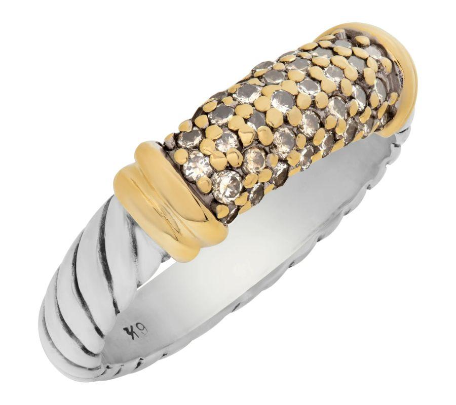 David Yurman: 18 Karat Gelbgold Kabelring mit Diamant-Akzenten im Zustand „Hervorragend“ im Angebot in Surfside, FL