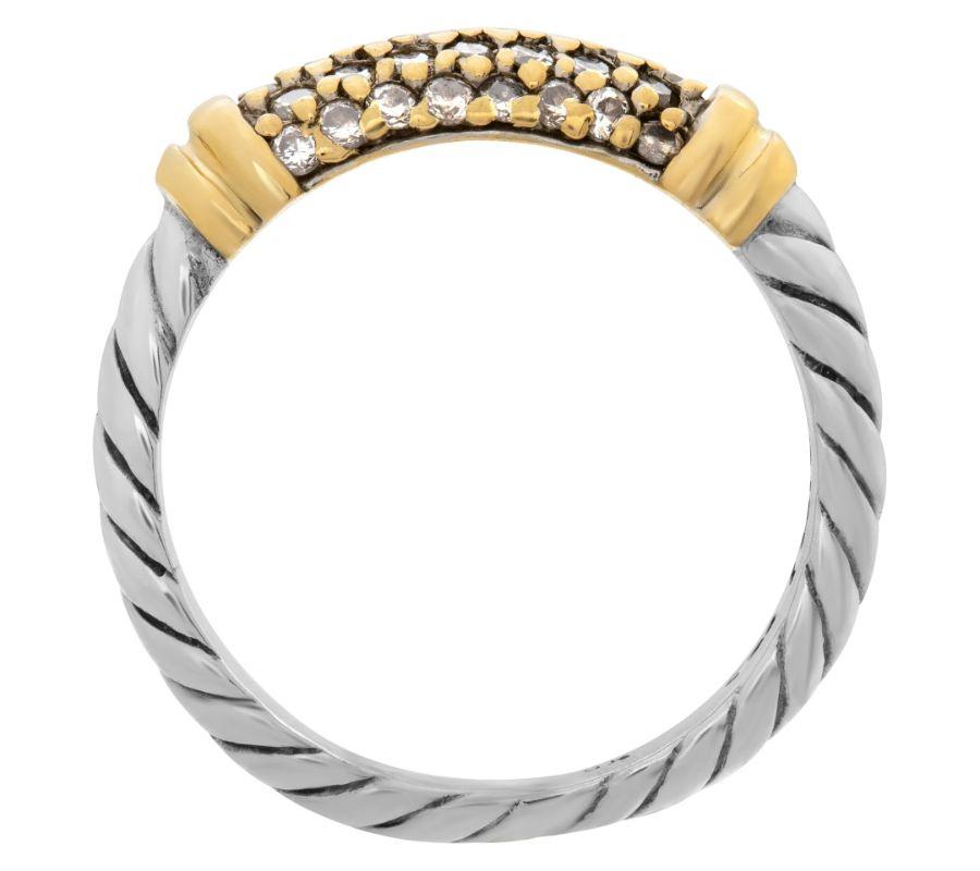 David Yurman: 18 Karat Gelbgold Kabelring mit Diamant-Akzenten Damen im Angebot