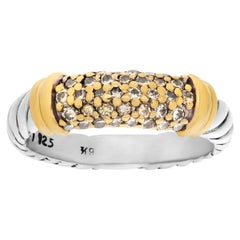 David Yurman Cable 18k Yellow Gold Ring with Diamond Accents