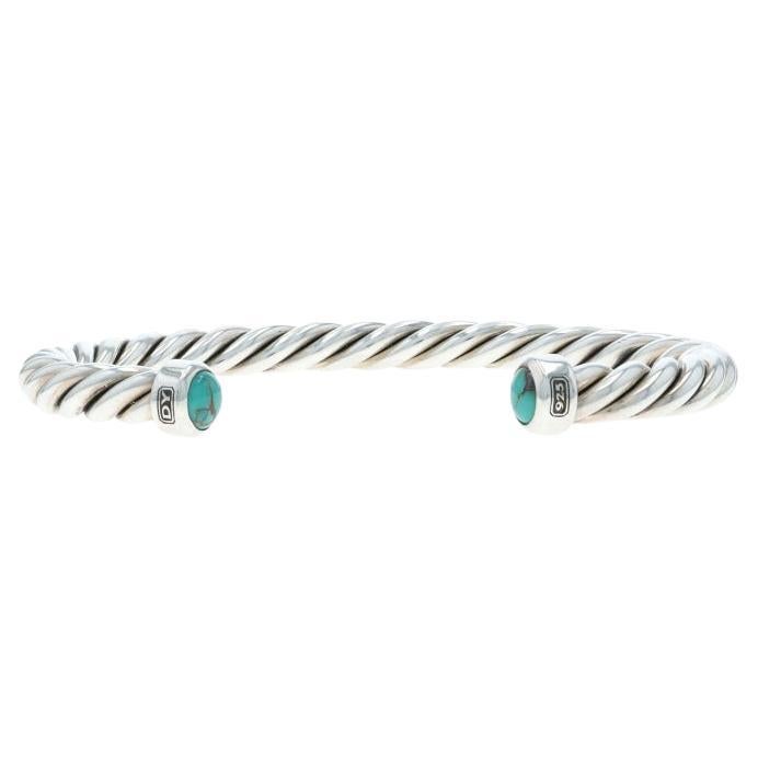 David Yurman Pulsera brazalete con cable de turquesa de 6 mm para hombre 7 1/4" - Plata 925 en venta