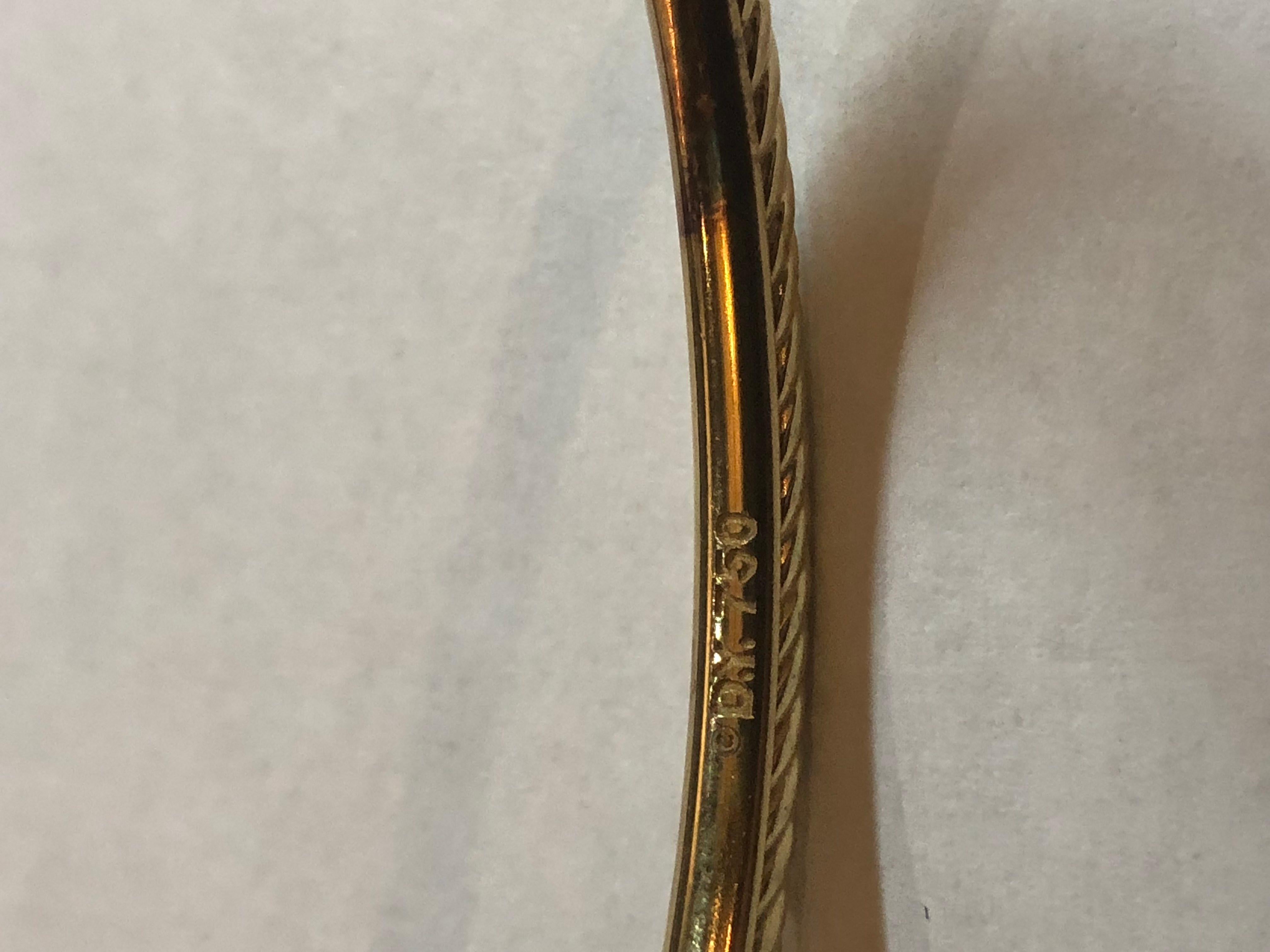 David Yurman Cable and Smooth 18 Karat Yellow Gold Thin Bangle Bracelet In Excellent Condition In Fort Lauderdale, FL