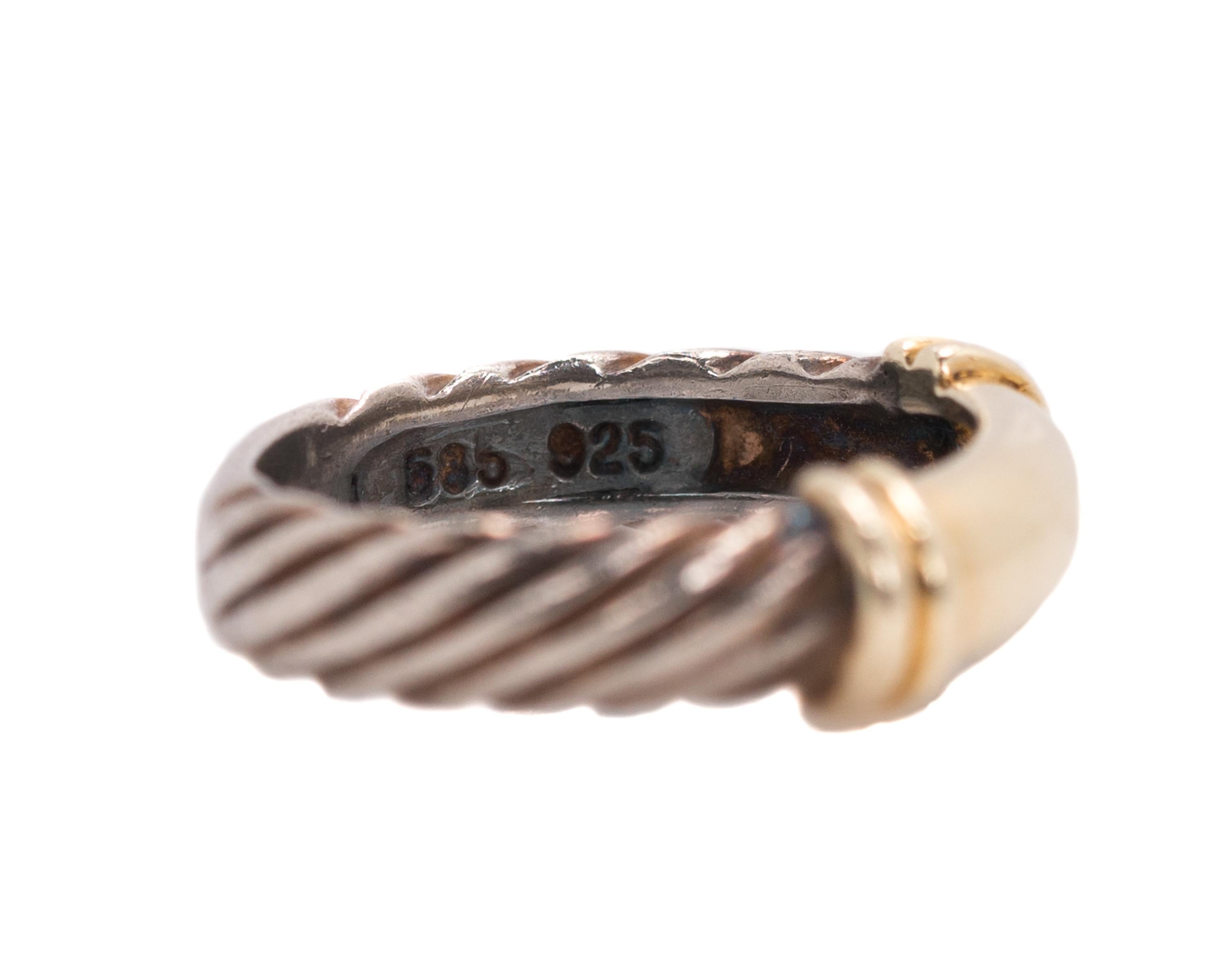 Women's David Yurman Cable Band Ring in Sterling Silver and 14 Karat Yellow Gold