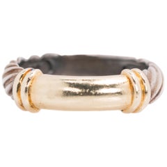 David Yurman Cable Band Ring in Sterling Silver and 14 Karat Yellow Gold