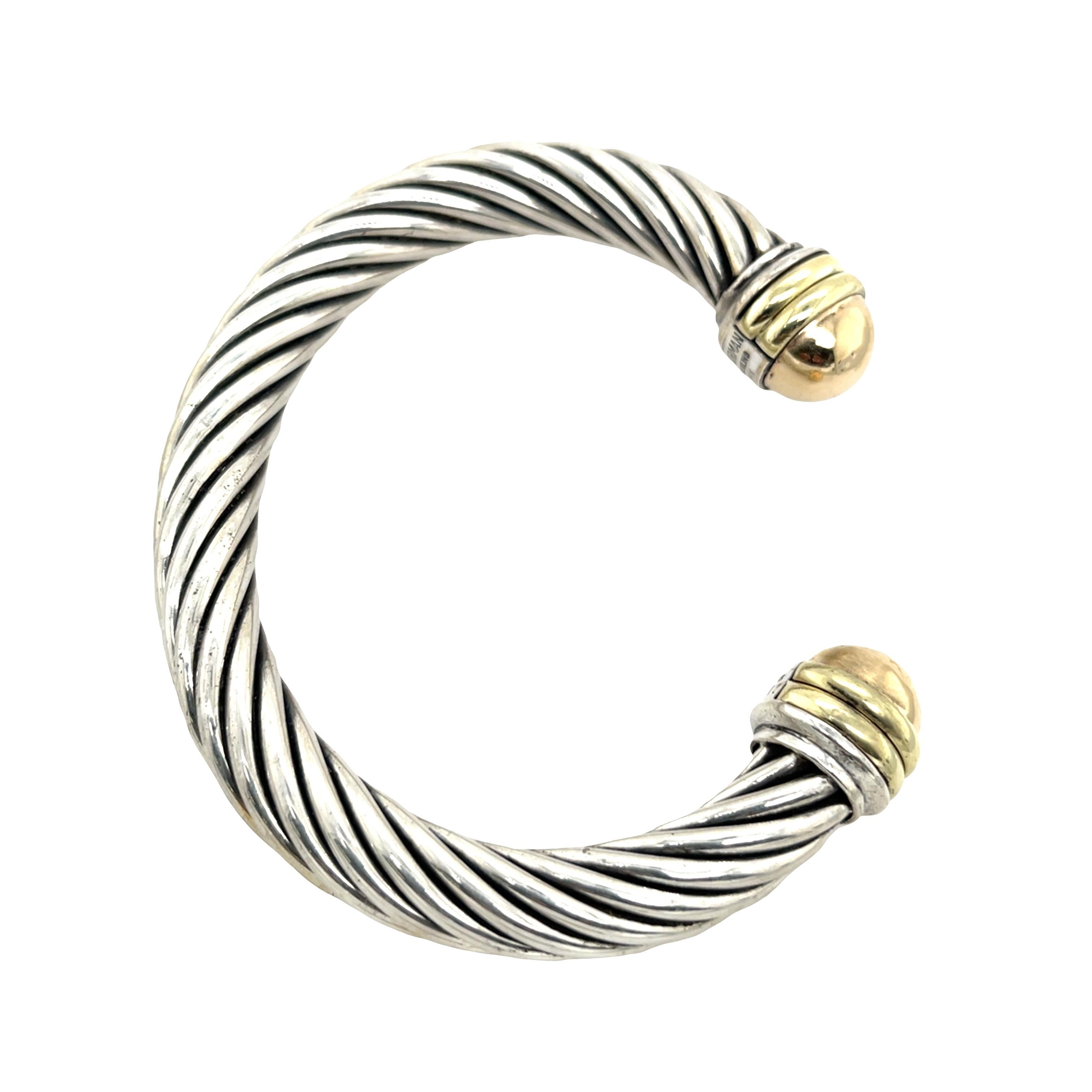 David Yurman Kabelarmreif, 18 Karat Gelbgold und Silber Damen im Angebot