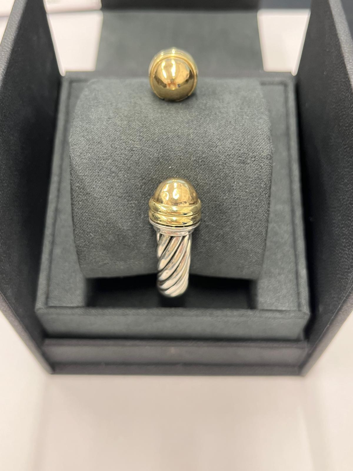 David Yurman Cable Bangle, 14ct Yellow Gold and Silver For Sale 2