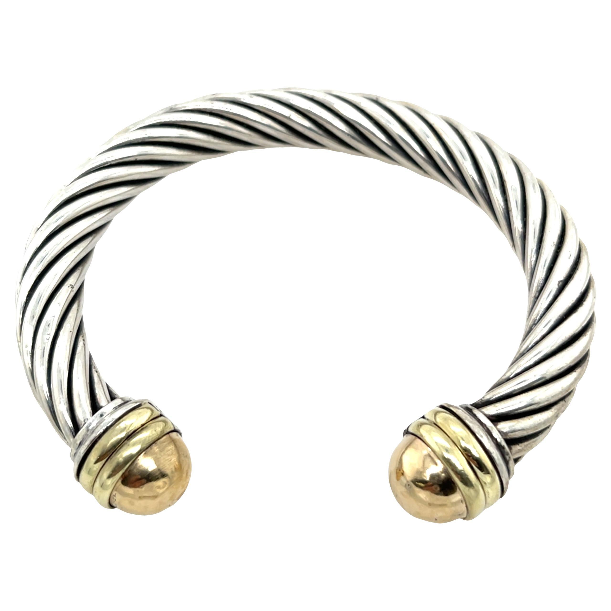 David Yurman Cable Bangle, or jaune 18ct et argent