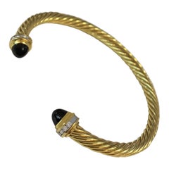 David Yurman Cable Black Onyx Yellow Gold Bracelet