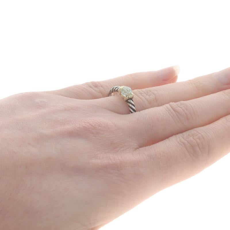 Women's David Yurman Cable Blue Topaz Ring - Sterling 925 Yellow Gold 14k Solitaire For Sale